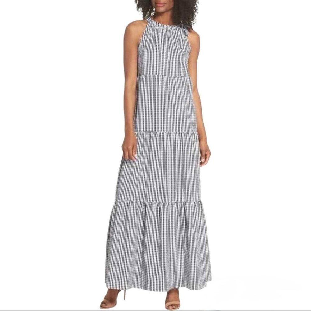 Like New - Classic Black and White Gingham Maxi Dress - Maggy London - US 14